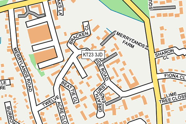 KT23 3JD map - OS OpenMap – Local (Ordnance Survey)