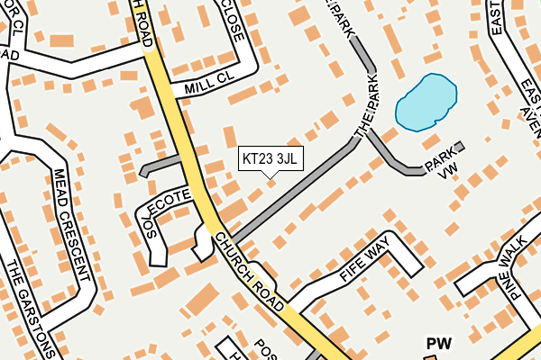 KT23 3JL map - OS OpenMap – Local (Ordnance Survey)