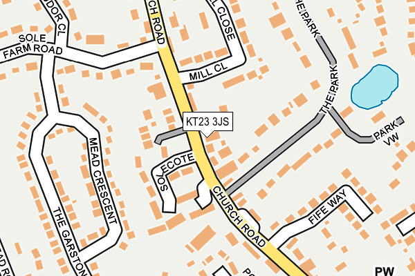 KT23 3JS map - OS OpenMap – Local (Ordnance Survey)