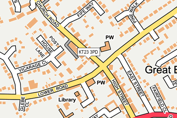 KT23 3PD map - OS OpenMap – Local (Ordnance Survey)