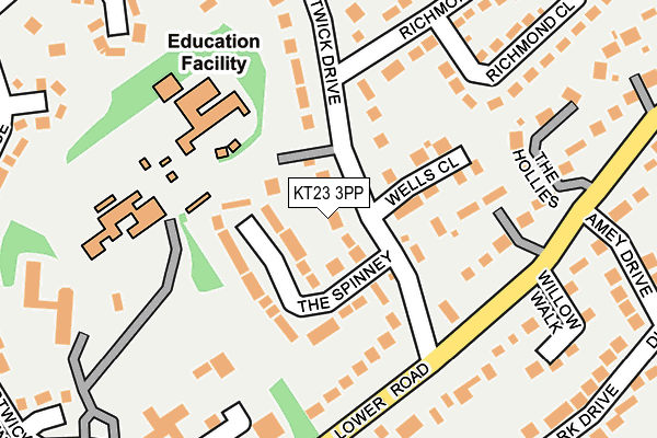 KT23 3PP map - OS OpenMap – Local (Ordnance Survey)