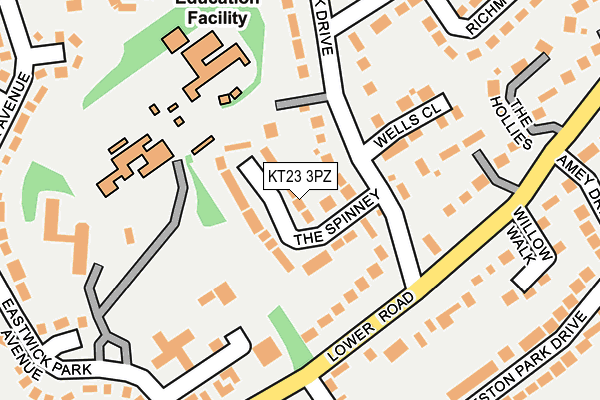 KT23 3PZ map - OS OpenMap – Local (Ordnance Survey)