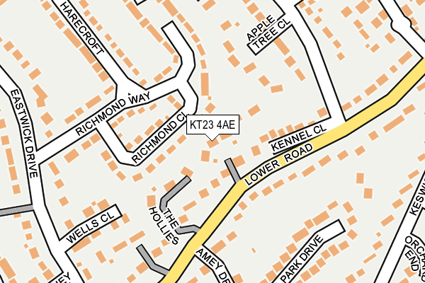 KT23 4AE map - OS OpenMap – Local (Ordnance Survey)