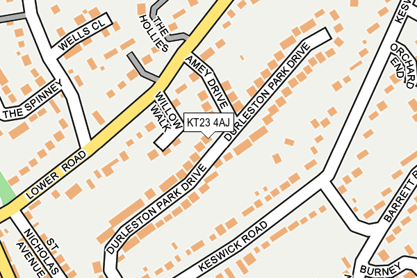 KT23 4AJ map - OS OpenMap – Local (Ordnance Survey)