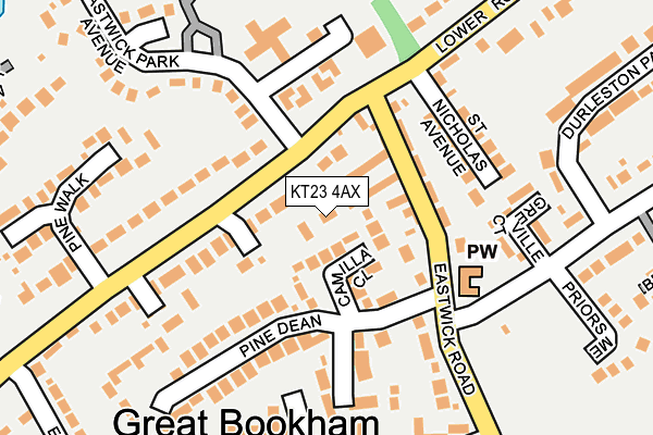 KT23 4AX map - OS OpenMap – Local (Ordnance Survey)