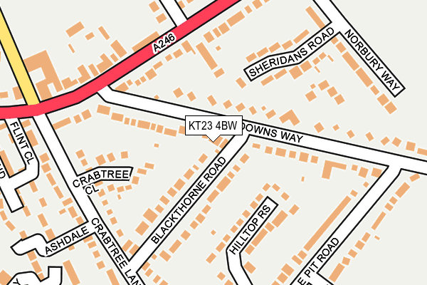 KT23 4BW map - OS OpenMap – Local (Ordnance Survey)