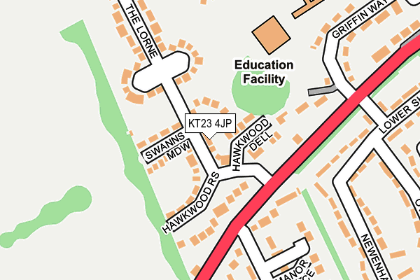 KT23 4JP map - OS OpenMap – Local (Ordnance Survey)