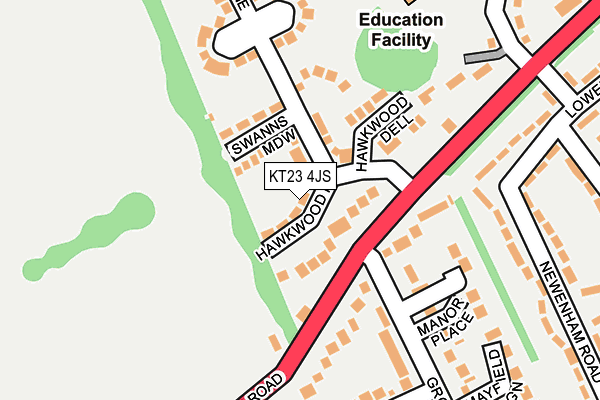 KT23 4JS map - OS OpenMap – Local (Ordnance Survey)