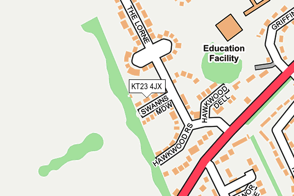 KT23 4JX map - OS OpenMap – Local (Ordnance Survey)