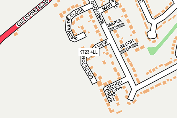 KT23 4LL map - OS OpenMap – Local (Ordnance Survey)