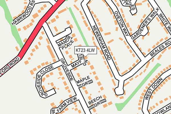 KT23 4LW map - OS OpenMap – Local (Ordnance Survey)