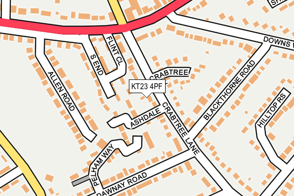 KT23 4PF map - OS OpenMap – Local (Ordnance Survey)