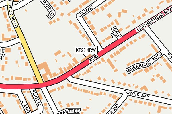 KT23 4RW map - OS OpenMap – Local (Ordnance Survey)