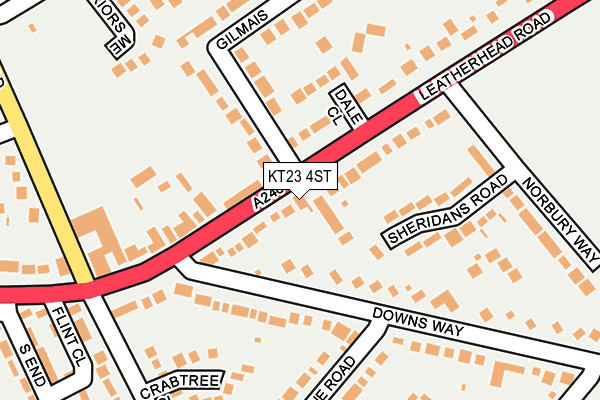 KT23 4ST map - OS OpenMap – Local (Ordnance Survey)