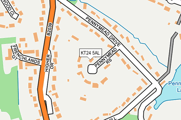KT24 5AL map - OS OpenMap – Local (Ordnance Survey)