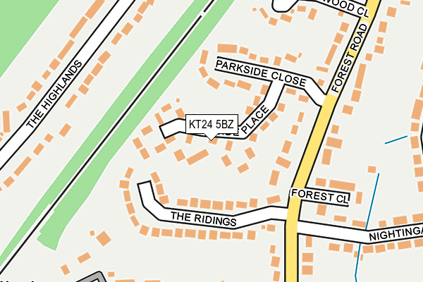 KT24 5BZ map - OS OpenMap – Local (Ordnance Survey)