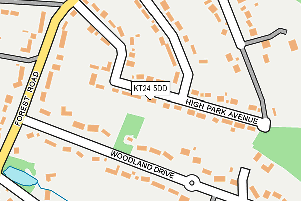 KT24 5DD map - OS OpenMap – Local (Ordnance Survey)