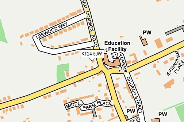 KT24 5JW map - OS OpenMap – Local (Ordnance Survey)