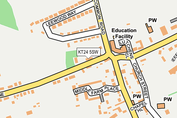 KT24 5SW map - OS OpenMap – Local (Ordnance Survey)