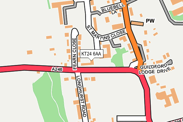 KT24 6AA map - OS OpenMap – Local (Ordnance Survey)
