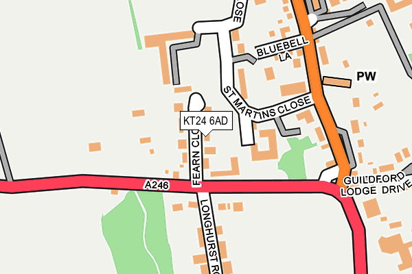 KT24 6AD map - OS OpenMap – Local (Ordnance Survey)