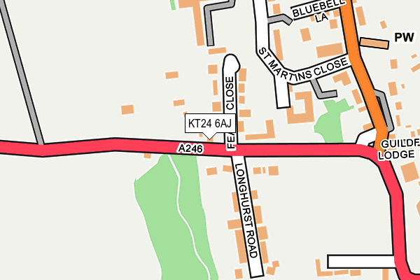 KT24 6AJ map - OS OpenMap – Local (Ordnance Survey)