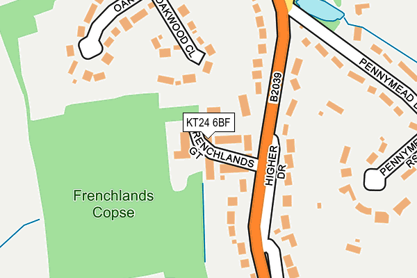 KT24 6BF map - OS OpenMap – Local (Ordnance Survey)