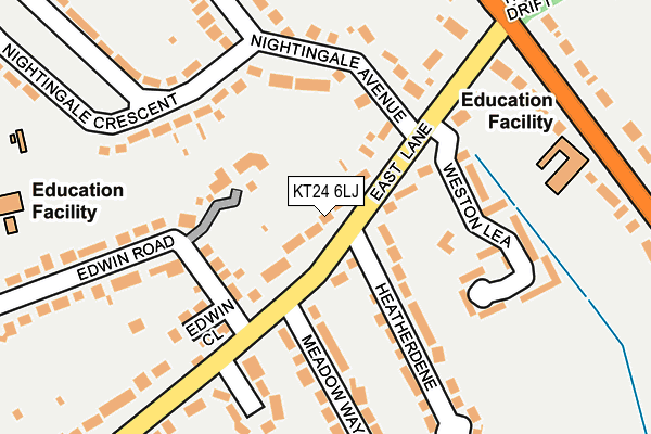 KT24 6LJ map - OS OpenMap – Local (Ordnance Survey)