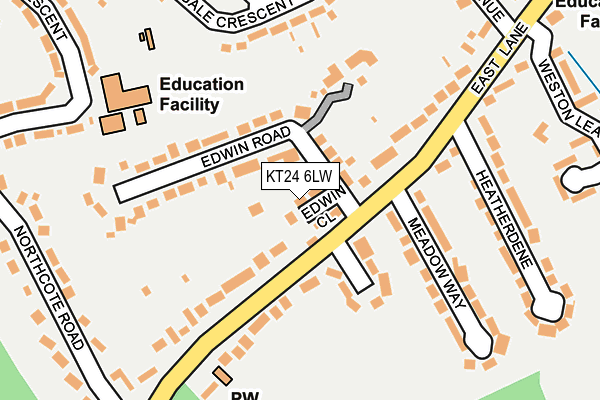 KT24 6LW map - OS OpenMap – Local (Ordnance Survey)