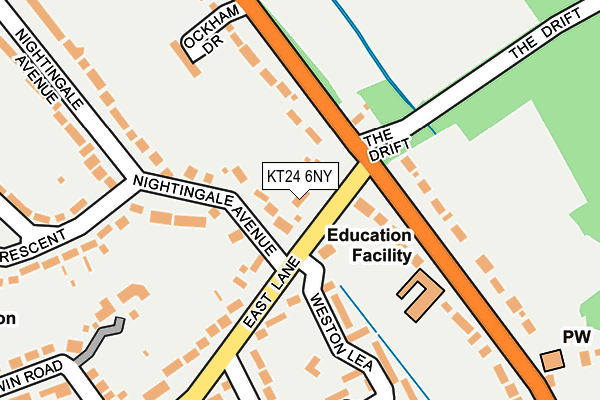 KT24 6NY map - OS OpenMap – Local (Ordnance Survey)