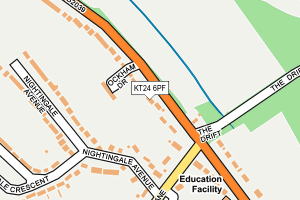 KT24 6PF map - OS OpenMap – Local (Ordnance Survey)