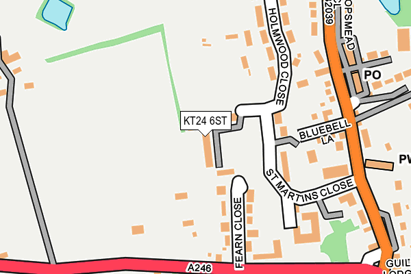 KT24 6ST map - OS OpenMap – Local (Ordnance Survey)