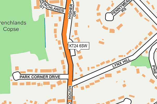 KT24 6SW map - OS OpenMap – Local (Ordnance Survey)