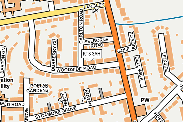 KT3 3AH map - OS OpenMap – Local (Ordnance Survey)