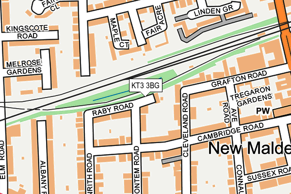 KT3 3BG map - OS OpenMap – Local (Ordnance Survey)