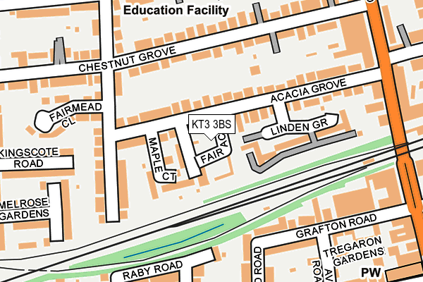 KT3 3BS map - OS OpenMap – Local (Ordnance Survey)