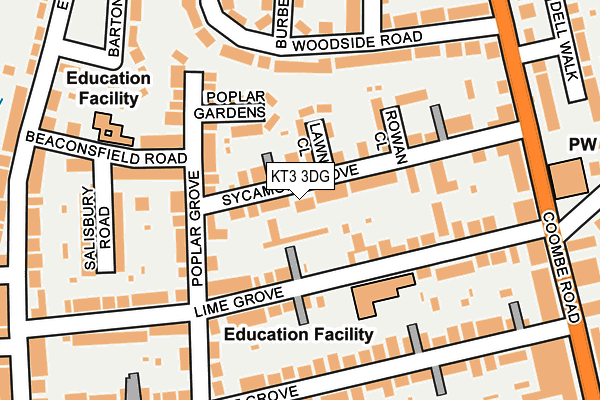 KT3 3DG map - OS OpenMap – Local (Ordnance Survey)