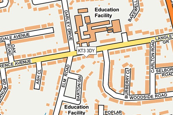 KT3 3DY map - OS OpenMap – Local (Ordnance Survey)