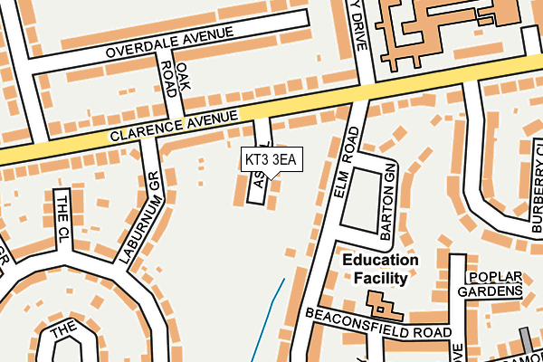 KT3 3EA map - OS OpenMap – Local (Ordnance Survey)