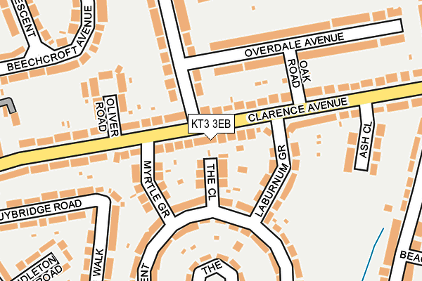 KT3 3EB map - OS OpenMap – Local (Ordnance Survey)
