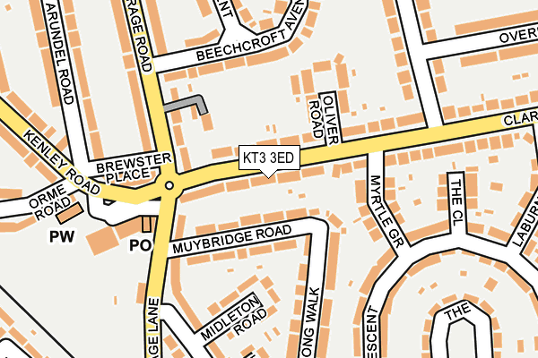 KT3 3ED map - OS OpenMap – Local (Ordnance Survey)