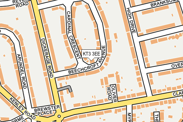 KT3 3EE map - OS OpenMap – Local (Ordnance Survey)