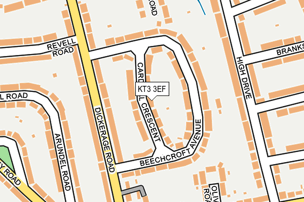 KT3 3EF map - OS OpenMap – Local (Ordnance Survey)