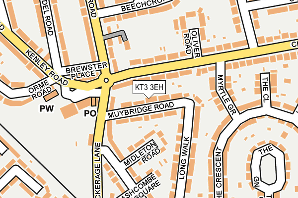 KT3 3EH map - OS OpenMap – Local (Ordnance Survey)