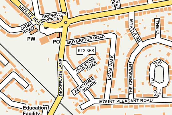 KT3 3ES map - OS OpenMap – Local (Ordnance Survey)