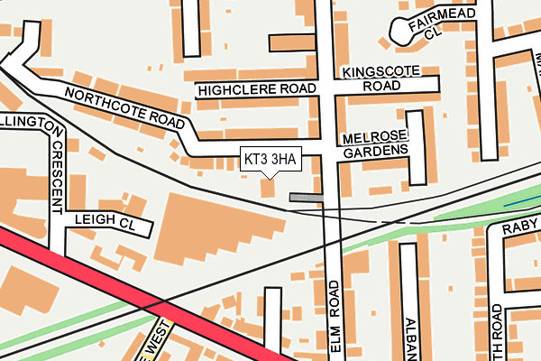KT3 3HA map - OS OpenMap – Local (Ordnance Survey)