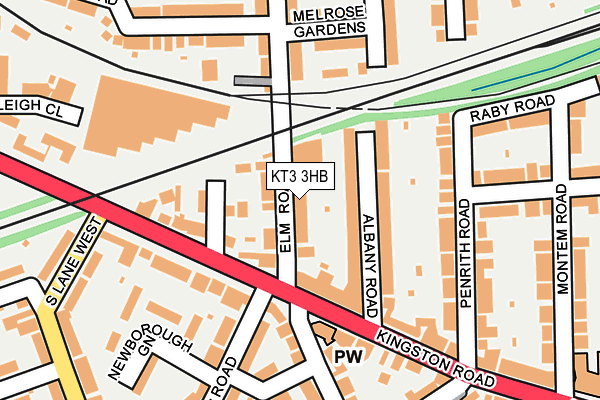 KT3 3HB map - OS OpenMap – Local (Ordnance Survey)