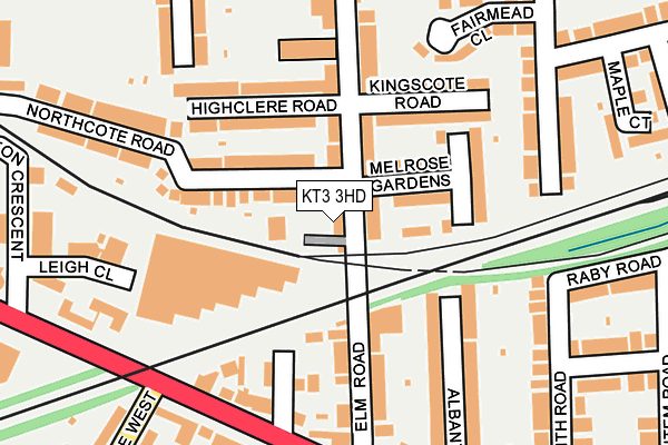 KT3 3HD map - OS OpenMap – Local (Ordnance Survey)