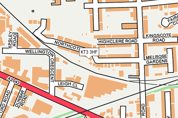 KT3 3HF map - OS OpenMap – Local (Ordnance Survey)