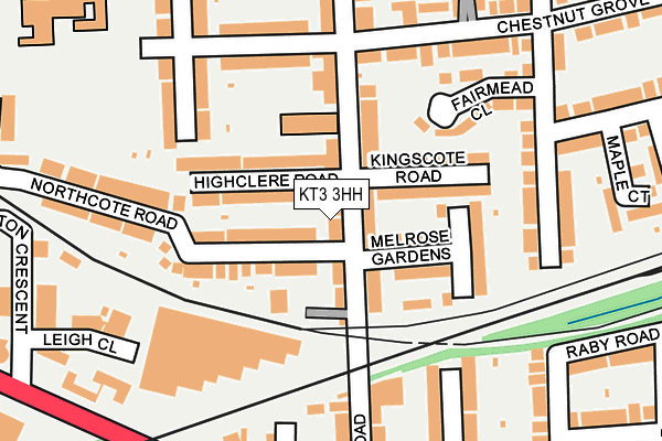 KT3 3HH map - OS OpenMap – Local (Ordnance Survey)